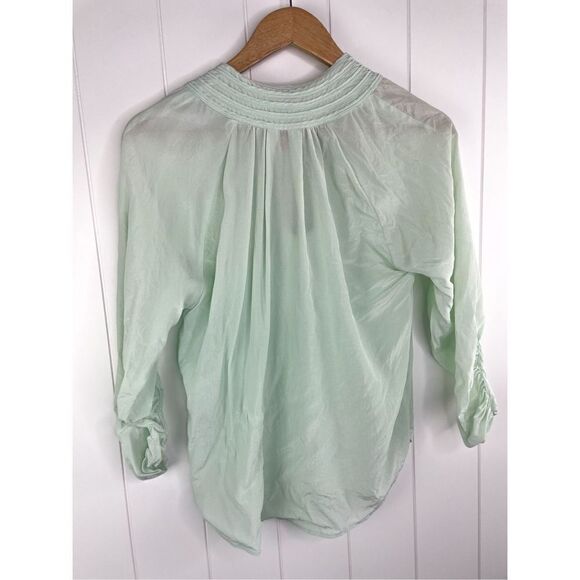 Roberta Freymann Silk Mint Double Tie Neck Peasant Blouse XS - Picture 10 of 10